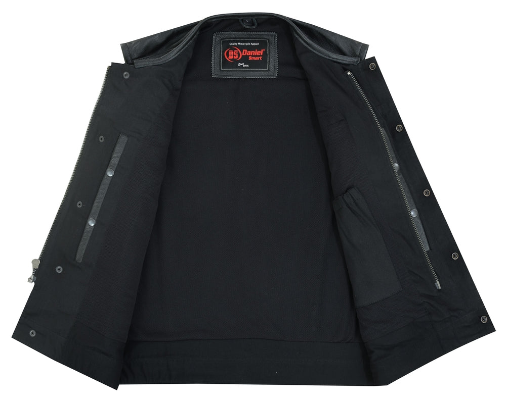 Men's Perforated Collarless Concealed Carry Biker Vest