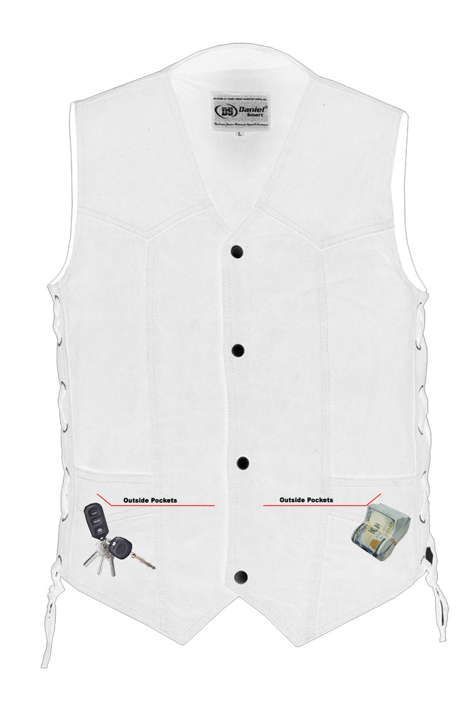 DM911 Men's Traditional Denim Vest with Side Laces