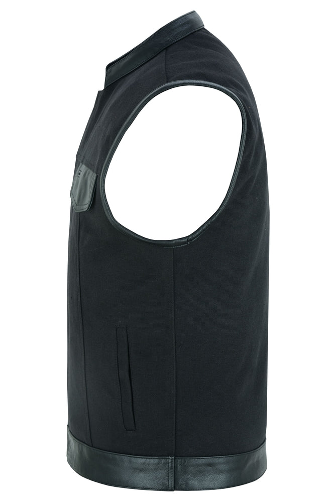 Canvas Material Concealed Carry Leather Trim Vest