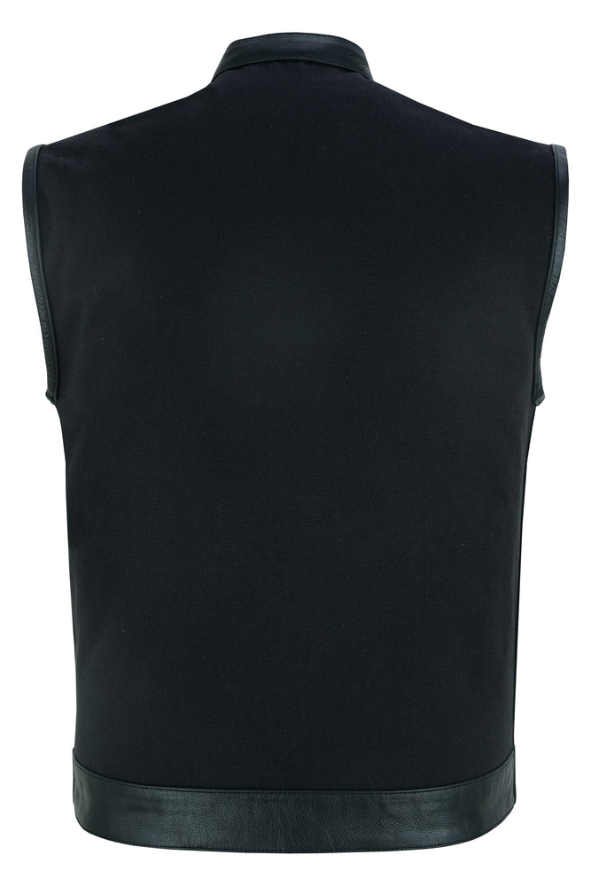 Canvas Material Concealed Carry Leather Trim Vest