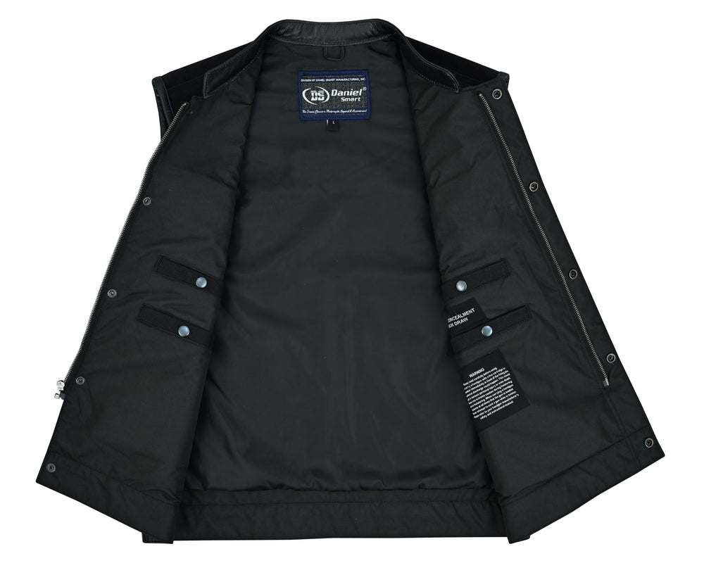 Canvas Material Concealed Carry Leather Trim Vest