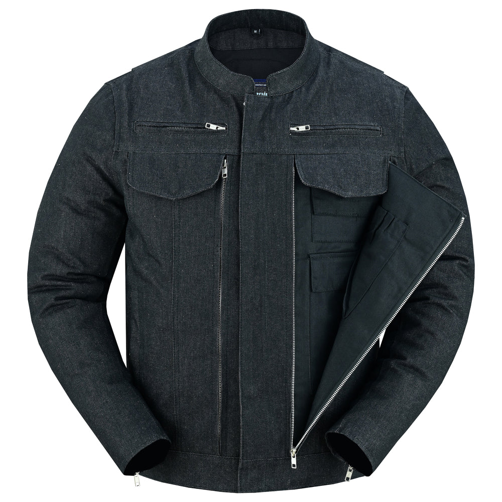 DM915 Men's Rough Rub-Off Raw Finish Denim Jacket