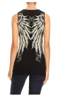 2224 BLACK Oversized Angel Wing Tank Top