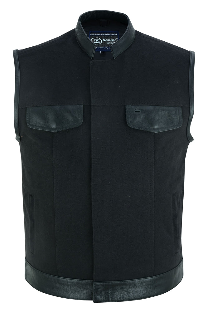 Canvas Material Concealed Carry Leather Trim Vest