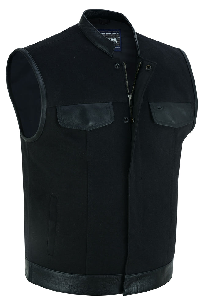 Canvas Material Concealed Carry Leather Trim Vest