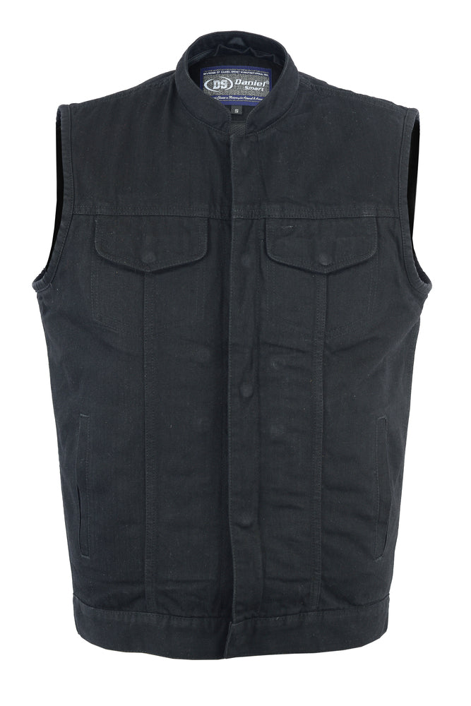 Men's Black Denim Concealment Vest w/Removable Hood