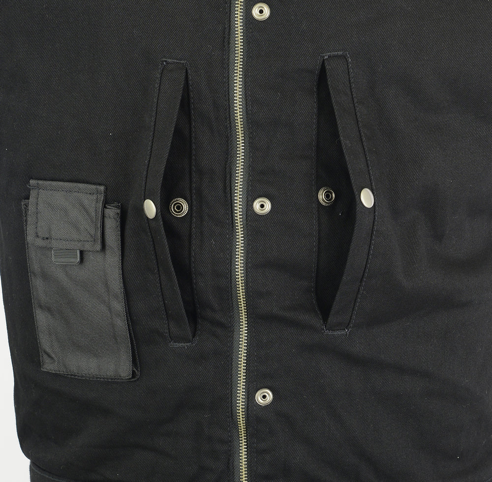 Men's Black Denim Concealment Vest w/Removable Hood