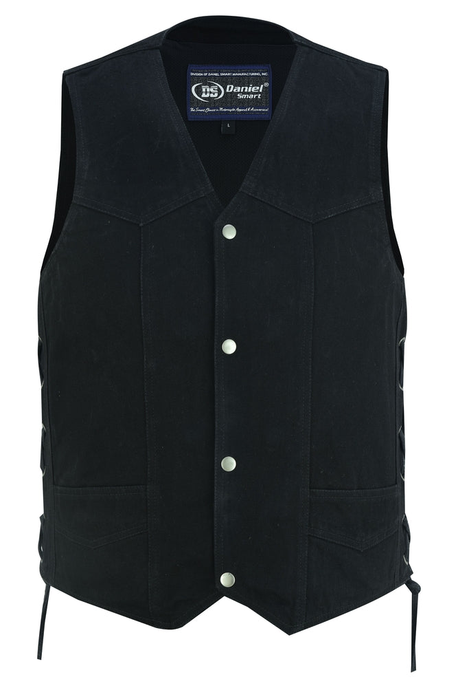 Men's Traditional Denim Vest with Side Laces