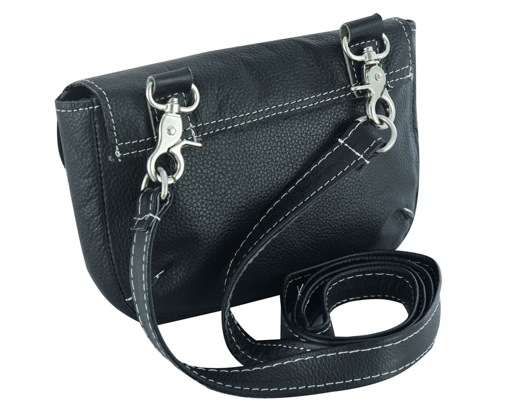 Ladies' Belt Loop Clip Black Leather Purse – MARA Leather