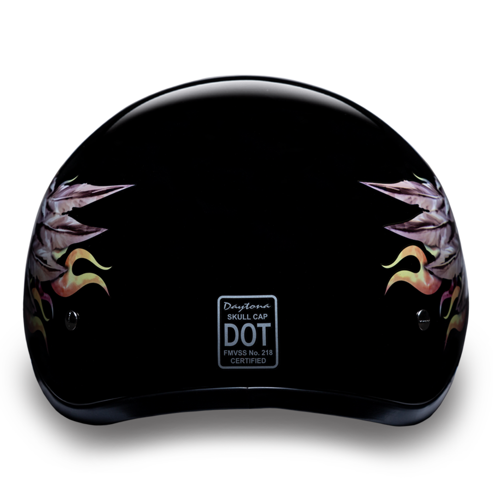 D6-SKW D.O.T. DAYTONA SKULL CAP - W/ SKULL WINGS