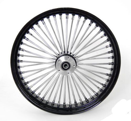 Black & Chrome 48 Spoke 21" x 3.5" Front Wheel for Harley Custom Models