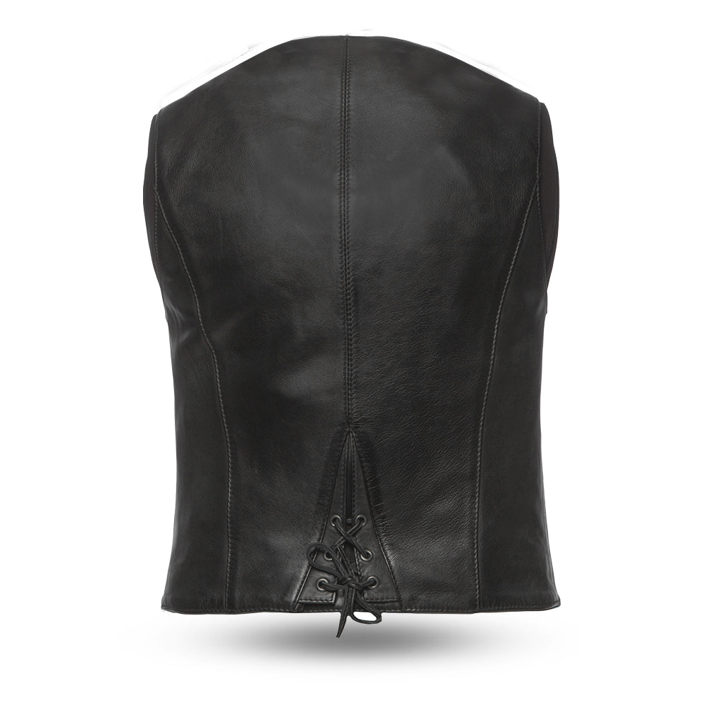 Savannah Women's Western Style Motorcycle Leather Vest Whiskey
