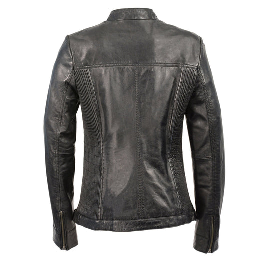 Milwaukee Leather SFL2855 Women's Black Zip Front Fashion Leather Jacket with Side Stretch Fitting