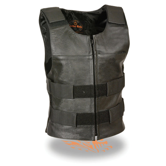 Milwaukee Leather SH1367LZ Women's Black Leather Swat Style Rider Vest w/ Plain Back Panel for Club Patches