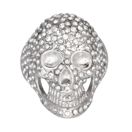 SK1065  Ladies Bling Covered Skull Imitation Diamond Ring Stainless Steel Motorcycle Jewelry  Size 5-9