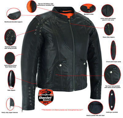 Women's Stylish Biker Jacket and Lacing Accents