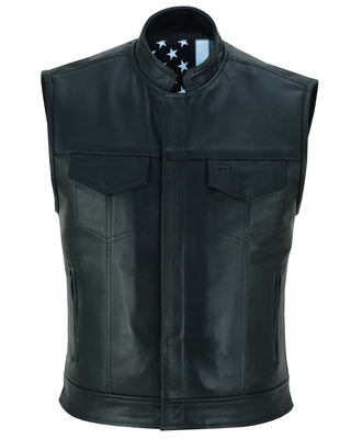 Private Skull Lined Leather Motorcycle Vest