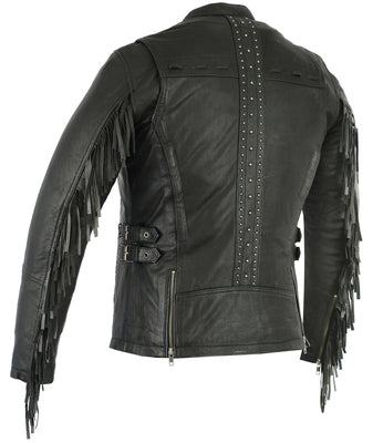 Women's Stylish Biker Jacket with Fringe