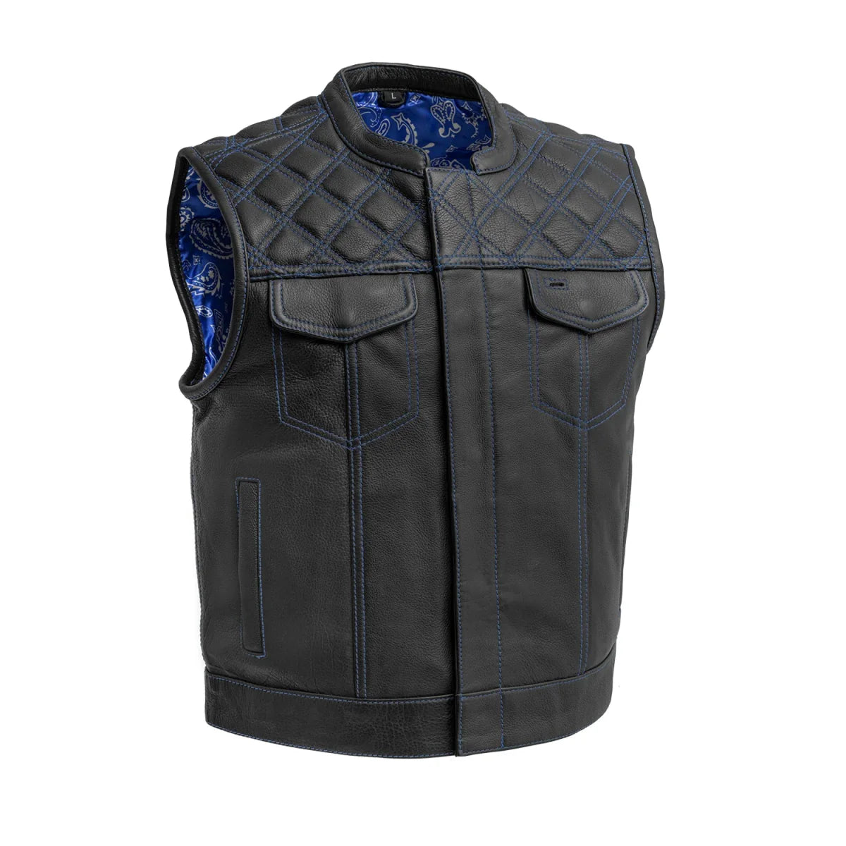 Upside Men's Club Style Leather Vest Orange and Green