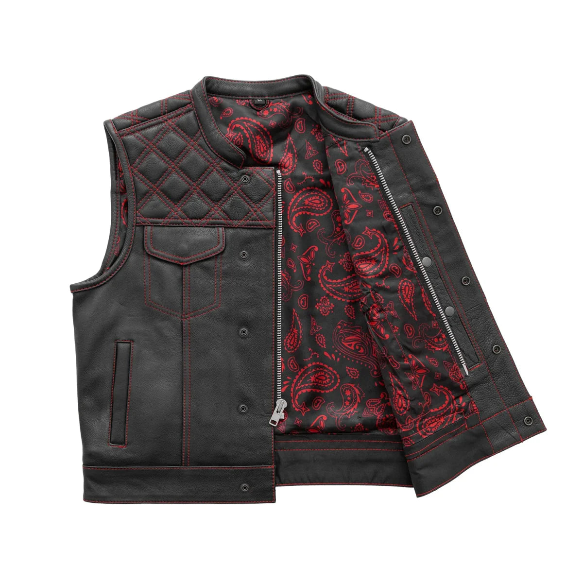 Upside Men's Club Style Leather Vest Orange and Green