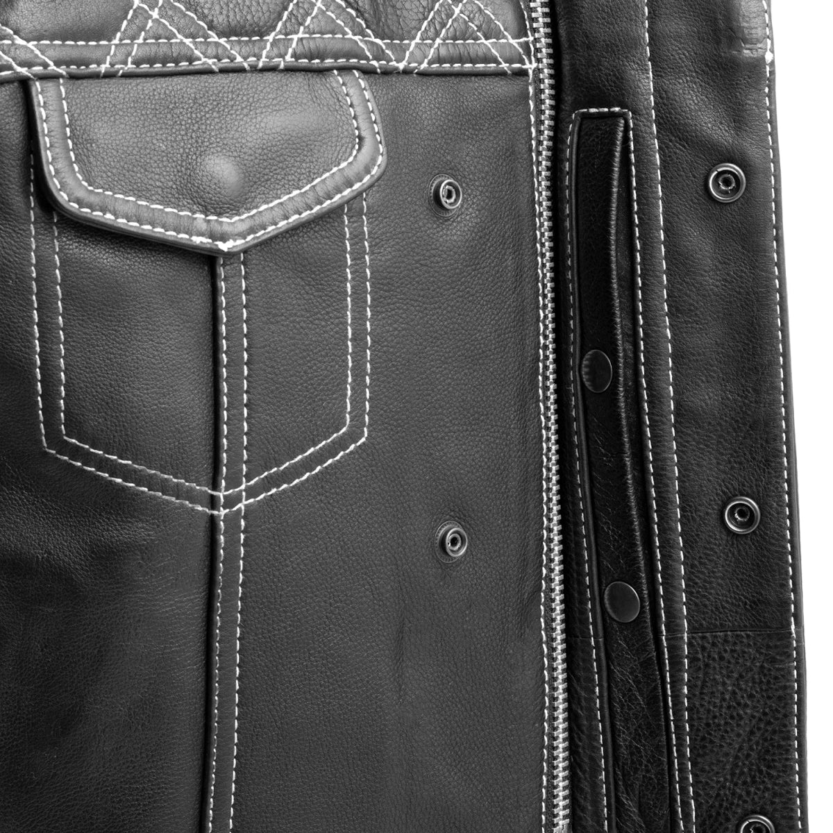 Upside Men's Club Style Leather Vest Orange and Green