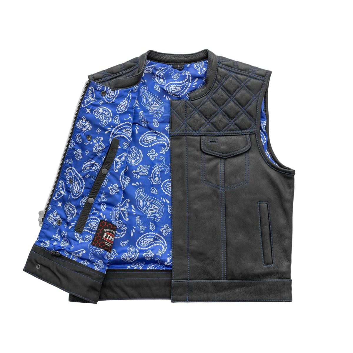 Upside Men's Club Style Leather Vest Orange and Green