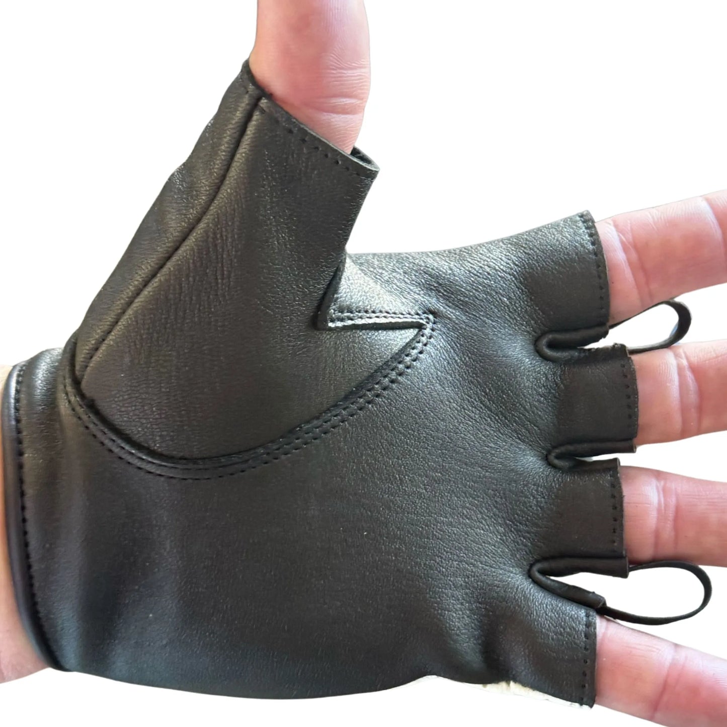 Legendary White Deerskin Fingerless Ventilated Motorcycle Gloves