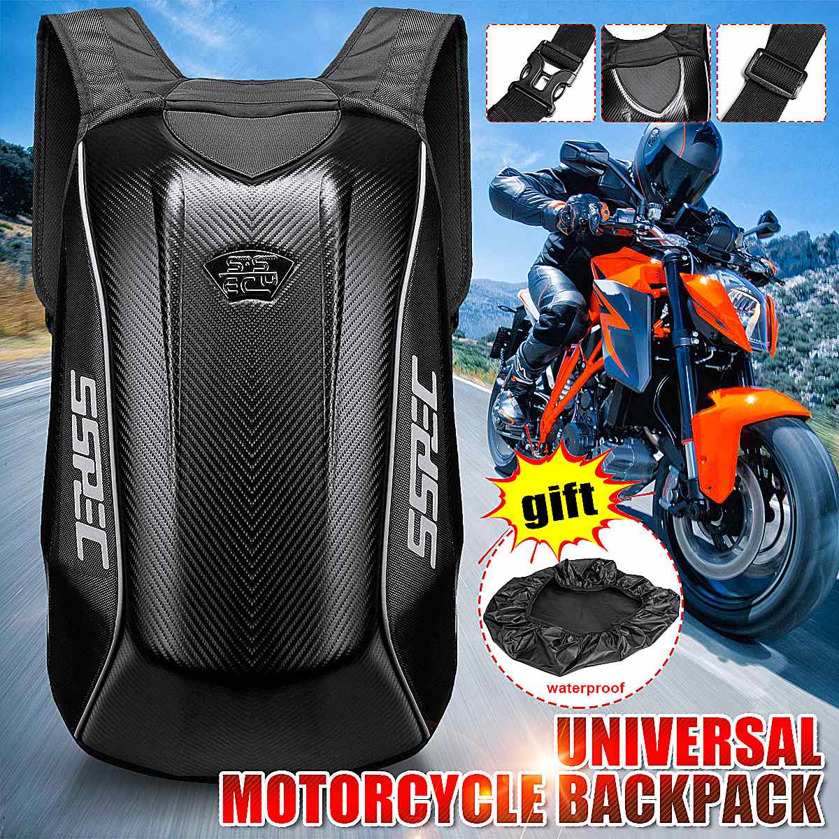 SSPEC Waterproof Carbon Fiber Motorcycle Backpack