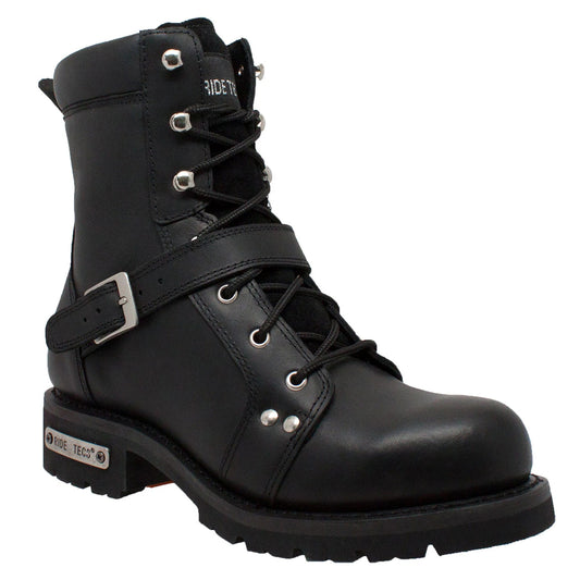 Men's 6" YKK Zipper Black Biker Boot