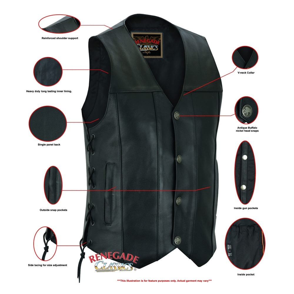 Men's Single Back Panel Buffalo Concealed Carry Vest