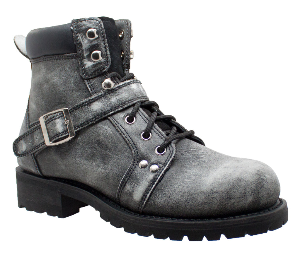 Men's 6" Zipper Lace Stonewashed Leather Boot