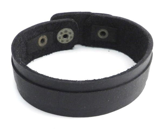 Black Layered Leather Strap Bracelet