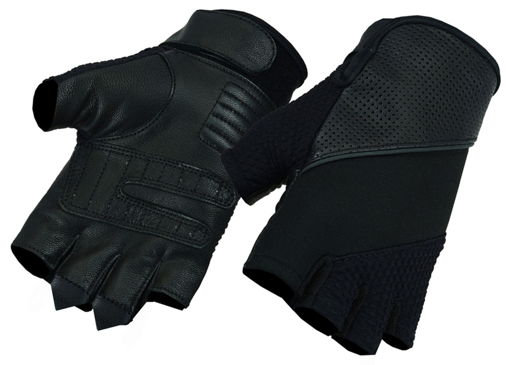 Leather/ Textile Fingerless Glove