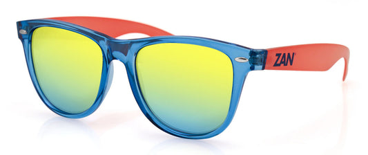 Minty Blue and Orange Frame, Smoked Yellow Mirrored Lens