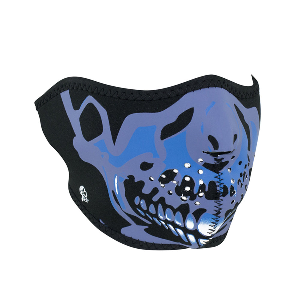 ZAN® Half Mask- Neoprene- Blue Chrome Skull