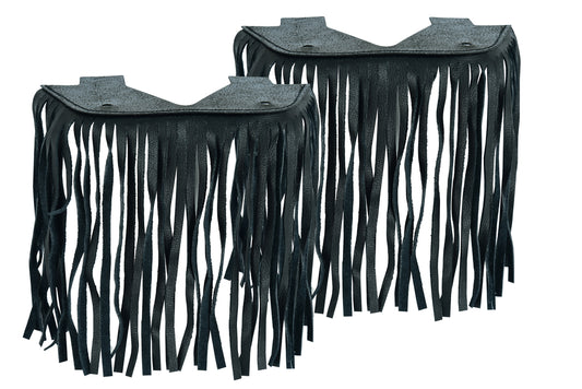 Black Leather Floor Boards with Fringe - Small