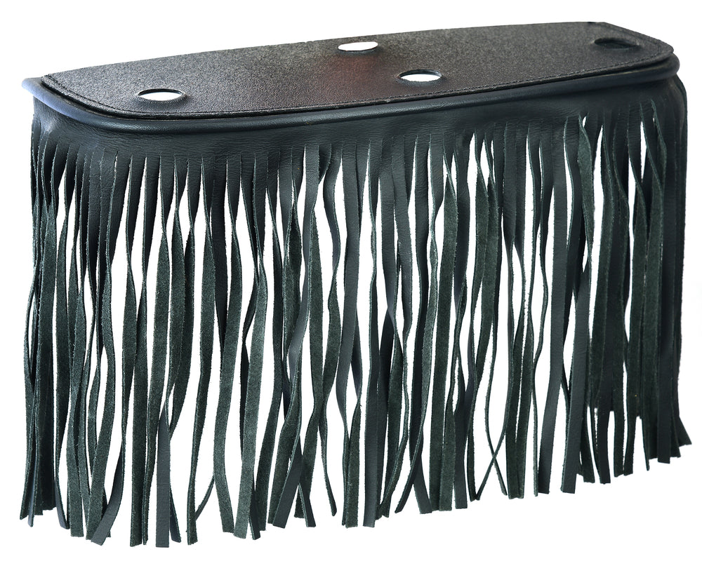 Black Leather Floor Boards with Fringe - Large