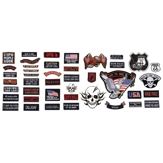 42PC Embroidered Biker Motorcycle Patch Set