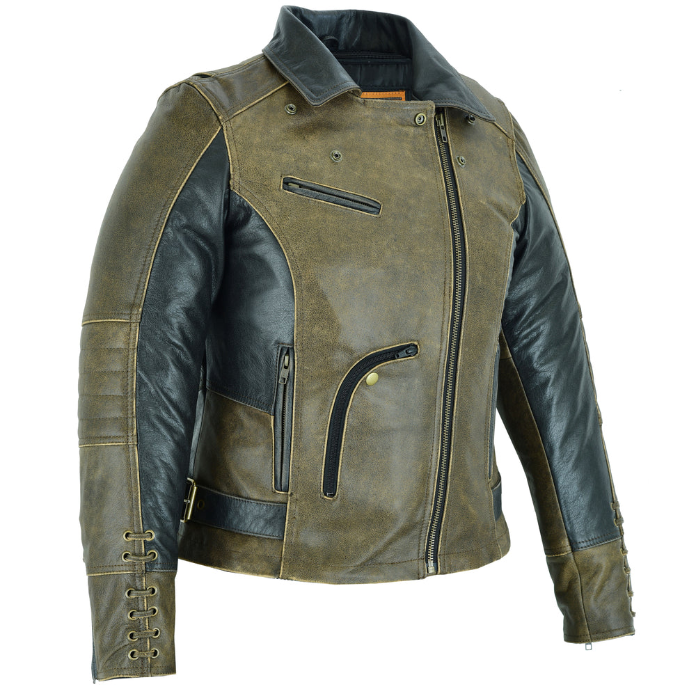 Must Ride - Two Tone Ladies Leather Jacket