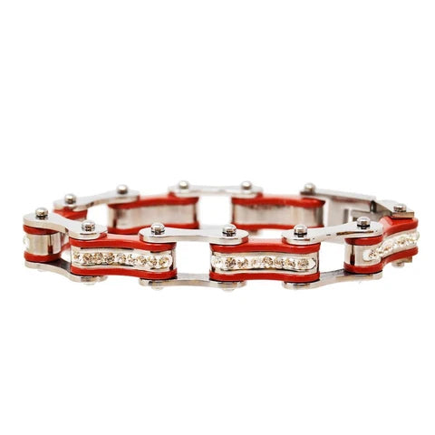 Two Tone Silver/Red W/White Bracelet