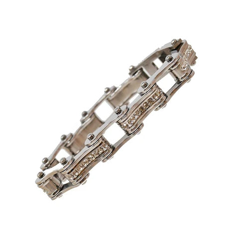 All Silver W/White Crystal Bracelet