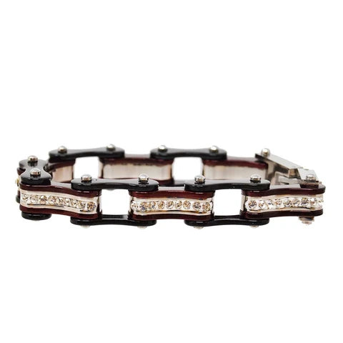Two Tone Black/Candy Red W/White Crystal Bracelet