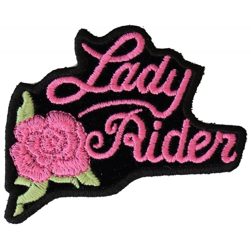Pink Lady Rider Rose Biker Patch
