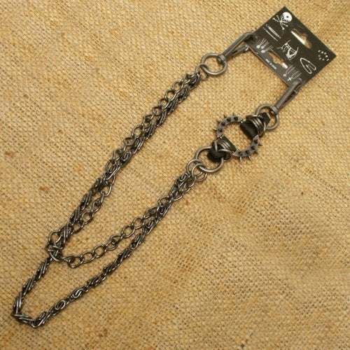 Spike ring Wallet Chain with gray double chain