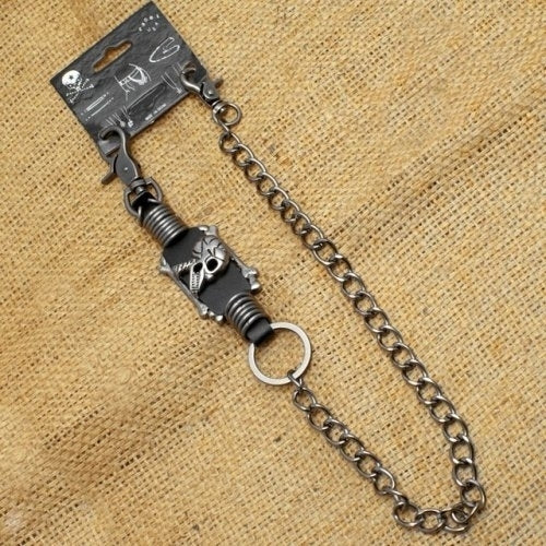 Wallet Chain with a skull metal rings and leather designs