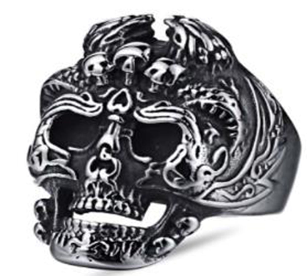 Stainless Steel Skelator Skull Face Biker Ring