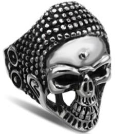 Stainless Steel War Head Skull Biker Ring