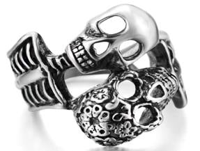 Stainless Steel His And Her Skull Biker Ring