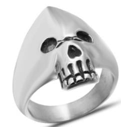 Stainless Steel Hooded Skull Biker Ring