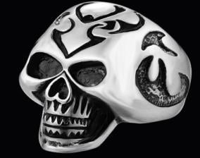 Stainless Steel Big Head Skull Biker Ring